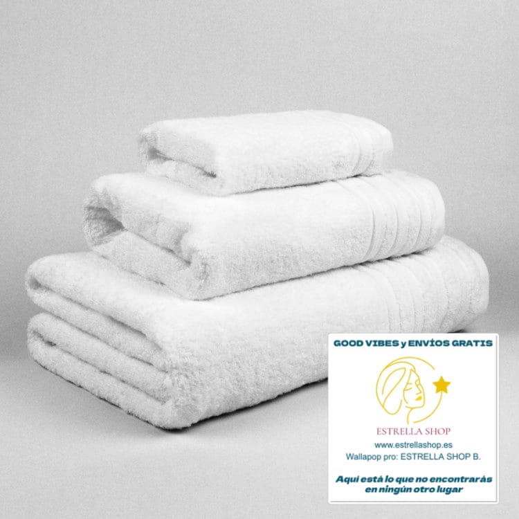 JUEGO DE TOALLAS 3PIEZAS 600GRAMOS BLANCA 100%ALGODÓN MUY ABSORBENTES MULLIDAS Y AGRADABLES.ENVÍO GRATIS SIN PEDIDO MÍNIMO.