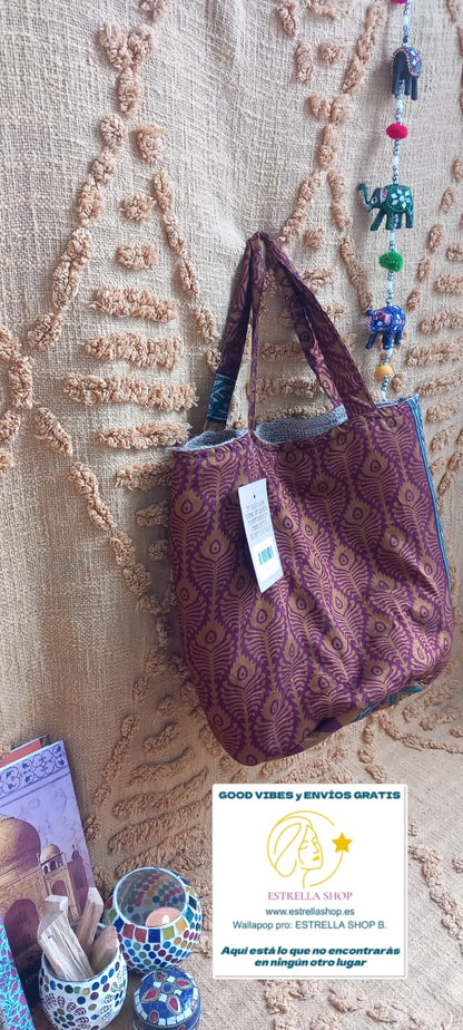 CESTO MULTIFUNCIONAL YUTE SAREE DE LA INDIA 35X50CM,ENVÍO GRATIS SIN PEDIDO MÍNIMO.