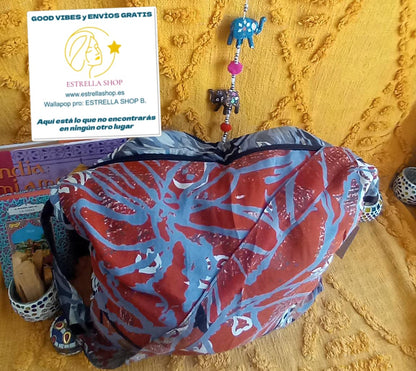 BOLSO SEDA DOBLE CARA CON CREMALLERA,AUTÉNTICA ARTESANÍA INDIA CON MÁGICOS COLORES.ENVÍO GRATIS SIN PEDIDO MÍNIMO.