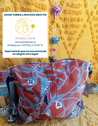 BOLSO SEDA DOBLE CARA CON CREMALLERA,AUTÉNTICA ARTESANÍA INDIA CON MÁGICOS COLORES.ENVÍO GRATIS SIN PEDIDO MÍNIMO.