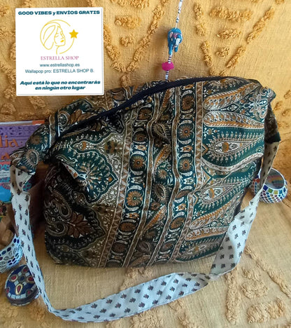 BOLSO SEDA CON CREMALLERA,AUTÉNTICA ARTESANÍA INDIA CON MÁGICOS COLORES.ENVÍO GRATIS SIN PEDIDO MÍNIMO.