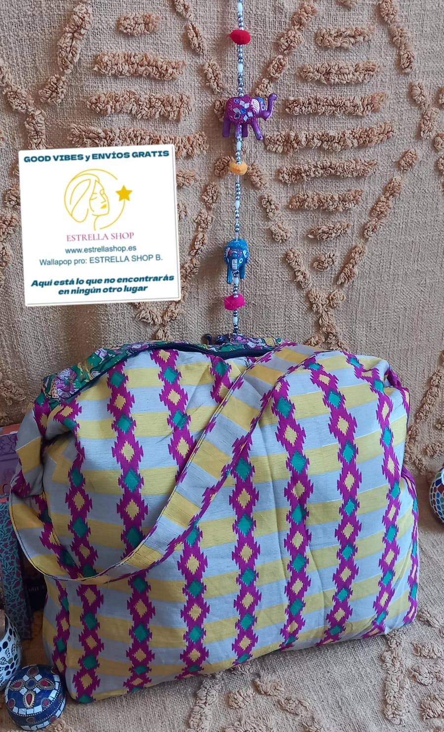 BOLSO SEDA DOBLE CARA CON CREMALLERA,AUTÉNTICA ARTESANÍA INDIA CON MÁGICOS COLORES.ENVÍO GRATIS SIN PEDIDO MÍNIMO.