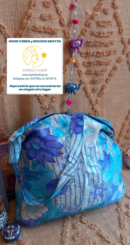 BOLSO SEDA CON CREMALLERA,AUTÉNTICA ARTESANÍA INDIA CON MÁGICOS COLORES.ENVÍO GRATIS SIN PEDIDO MÍNIMO.
