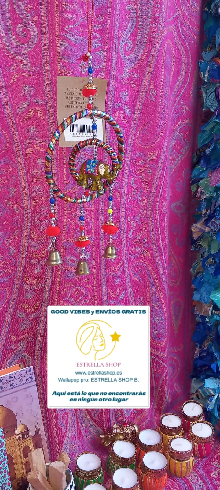 COLGADOR MÓVIL DE ELEFANTE CIRCULAR CON CAMPANITAS.ENVÍO GRATIS SIN PEDIDO MÍNIMO.