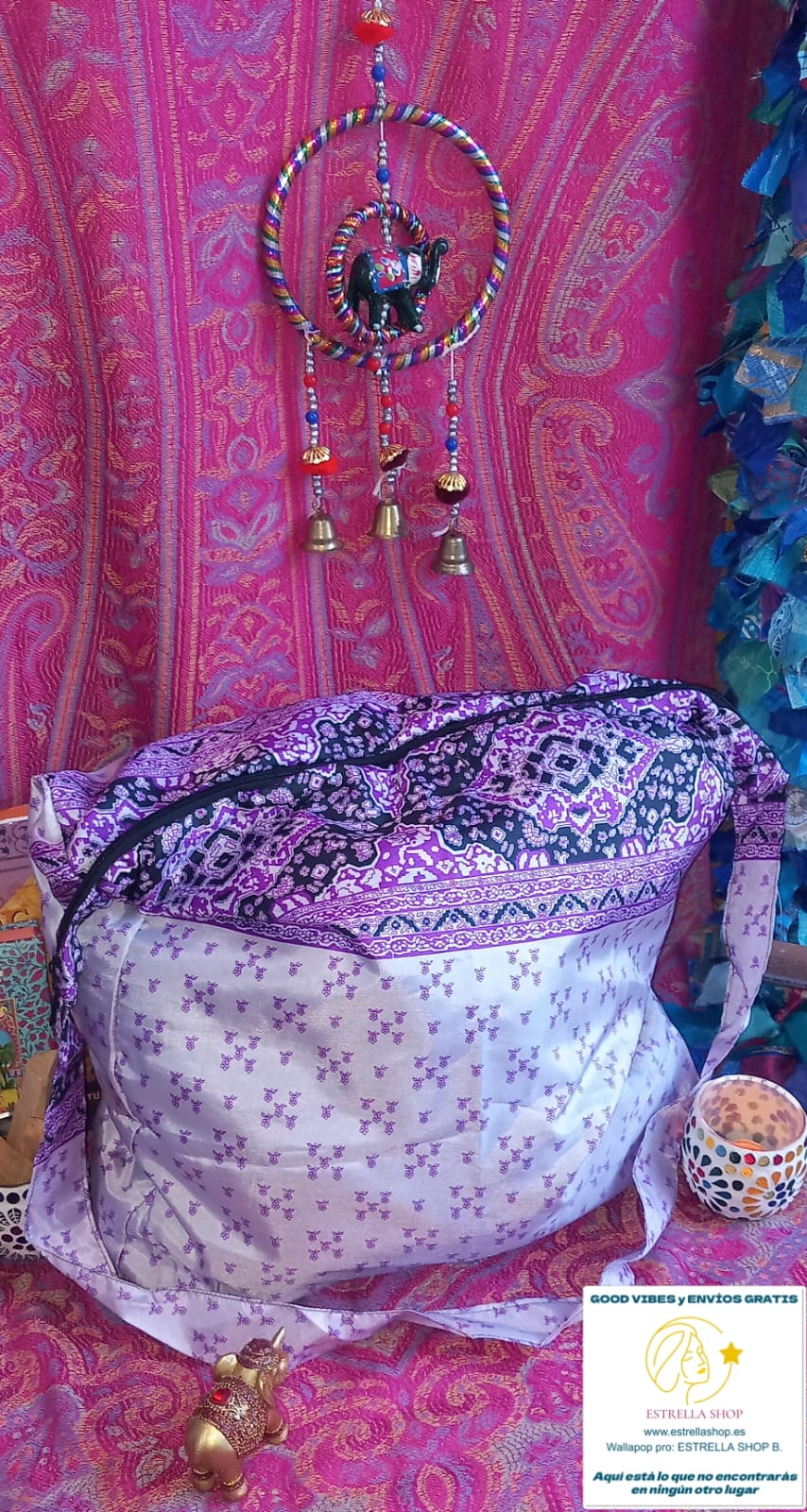 BOLSO SEDA CON CREMALLERA,AUTÉNTICA ARTESANÍA INDIA CON MÁGICOS COLORES.ENVÍO GRATIS SIN PEDIDO MÍNIMO.