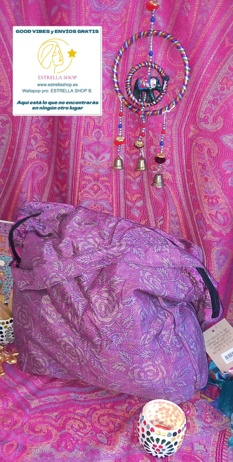 BOLSO SEDA CON CREMALLERA,AUTÉNTICA ARTESANÍA INDIA SAREE CON MÁGICOS COLORES.ENVÍO GRATIS SIN PEDIDO MÍNIMO.