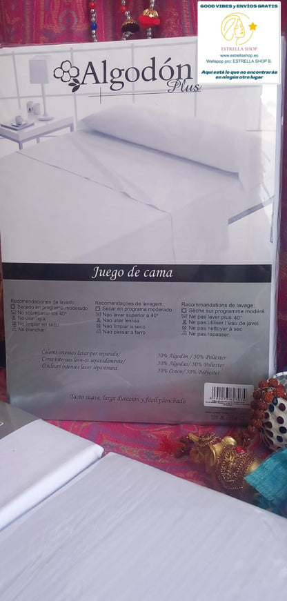 JUEGO DE SÁBANAS/SET DE CUBRECAMA 90 O 105  BLANCA LISA (3 PIEZAS)ENVÍO GRATIS SIN PEDIDO MÍNMO.