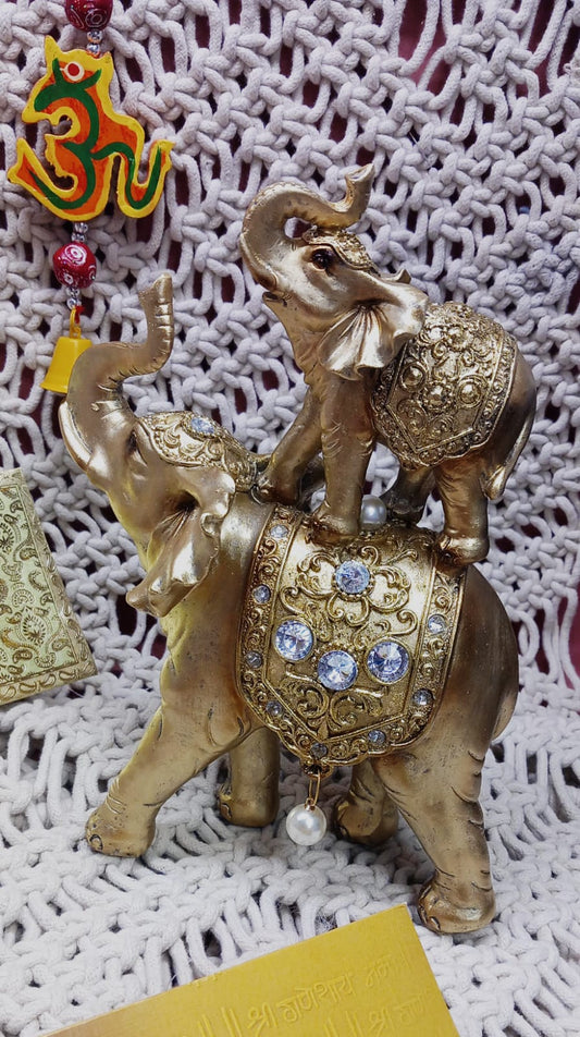 FIGURA TALISMÁN ELEFANTE MAMÁ Y BEBÉ DRAGA pieza con gran simbolismo y belleza artesanal.Envío gratis sin pedido mínimo.