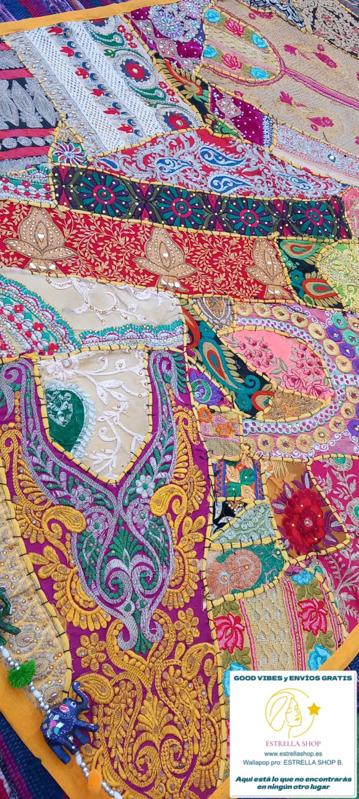 GRAN TAPIZ PATCHWORK DE 150X100CM TAMBIÉN COMO CAMINO,JOYA TEXTIL.ENVÍO GRATIS SIN MÍNIMOS.