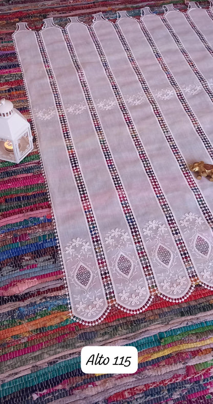 CORTINAS TENDINAS DE TELA Y MACRAMÉ PASABARRAS. ALTO 115CMX100CM ANCHO.ENVÍO GRATIS SIN PEDIDO MÍNIMO.
