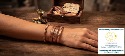 Preciosa pulsera de cobre magnética 7 chakras, que también lleva imanes en sus extremos.15mm Envío Gratis sin pedido mínimo.