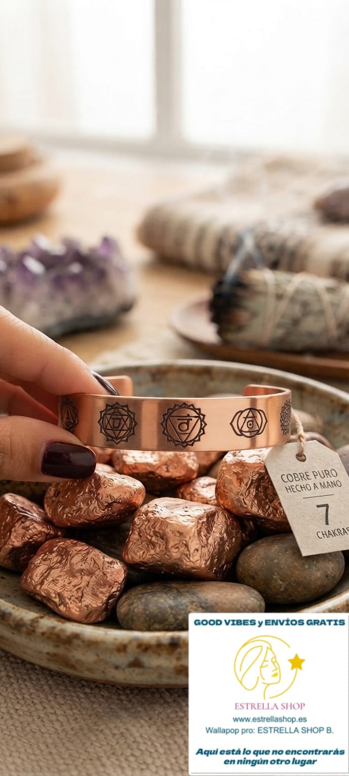 Siente el poder natural del cobre en tu muñeca: estilo, equilibrio y bienestar en una sola pieza.

Preciosa pulsera de cobre magnética 7 chakras, que también lleva imanes en sus extremos.15mm

Hecho en India

ENVÍO GRATIS SIN PEDIDO MÍNIMO.