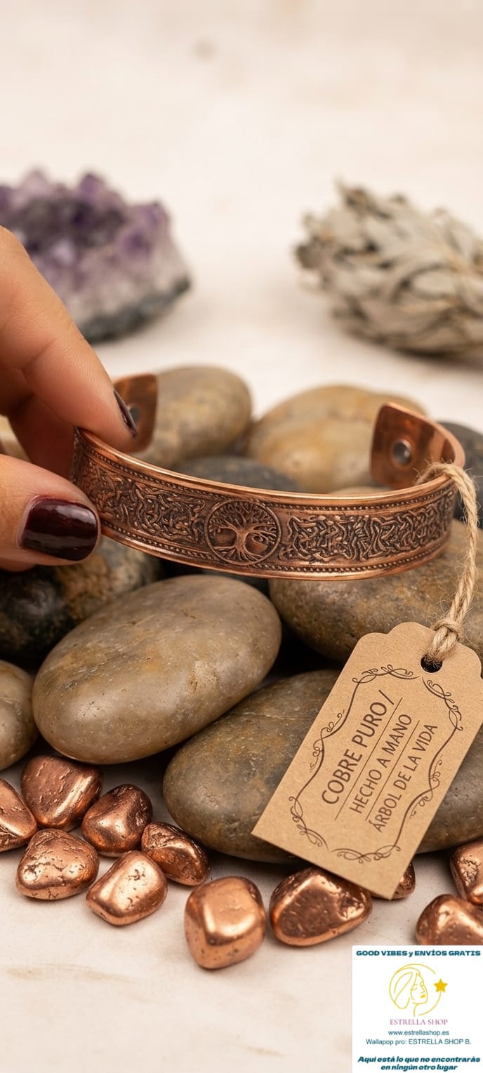 Preciosa pulsera de cobre magnética árbol de la vida, que también lleva imanes en sus extremos.15MM.

Hecho en India

ENVÍO GRATIS SIN PEDIDO MÍNIMO.