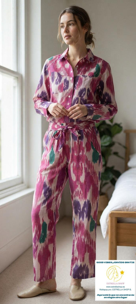 SET s/m DE PIJAMA INDIA ALGODÓN NATURAL MODELO TYE DYE COMBINANDO COMODIDAD Y EXCLUSIVIDAD EN CADA DETALLE.ENVÍO GRATIS SIN PEDIDO MÍNIMO.