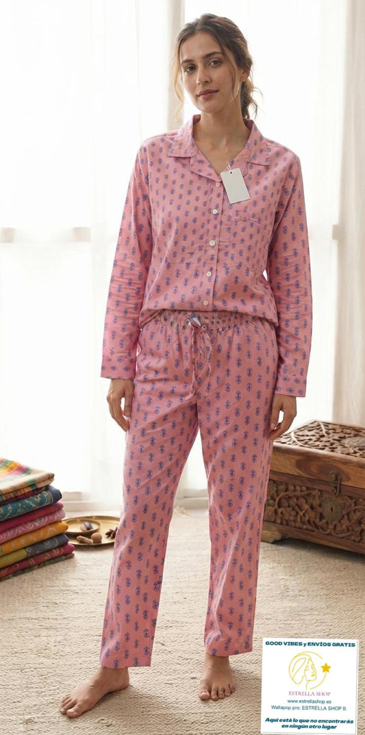 SET DE PIJAMA INDIA XXL MODELO BENARÉS HECHO A MANO EN EL CORAZÓN DE LA INDIA.ENVÍO GRATIS SIN PEDIDO MÍNIMO.