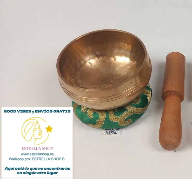 CUENCO GRABADO INCLUYE ZAFU Y STICK DE MADERA,INSTRUMENTO ANCESTRAL HECHO EN NEPAL.ENVÍO GRATIS SIN PEDIDO MÍNIMO.