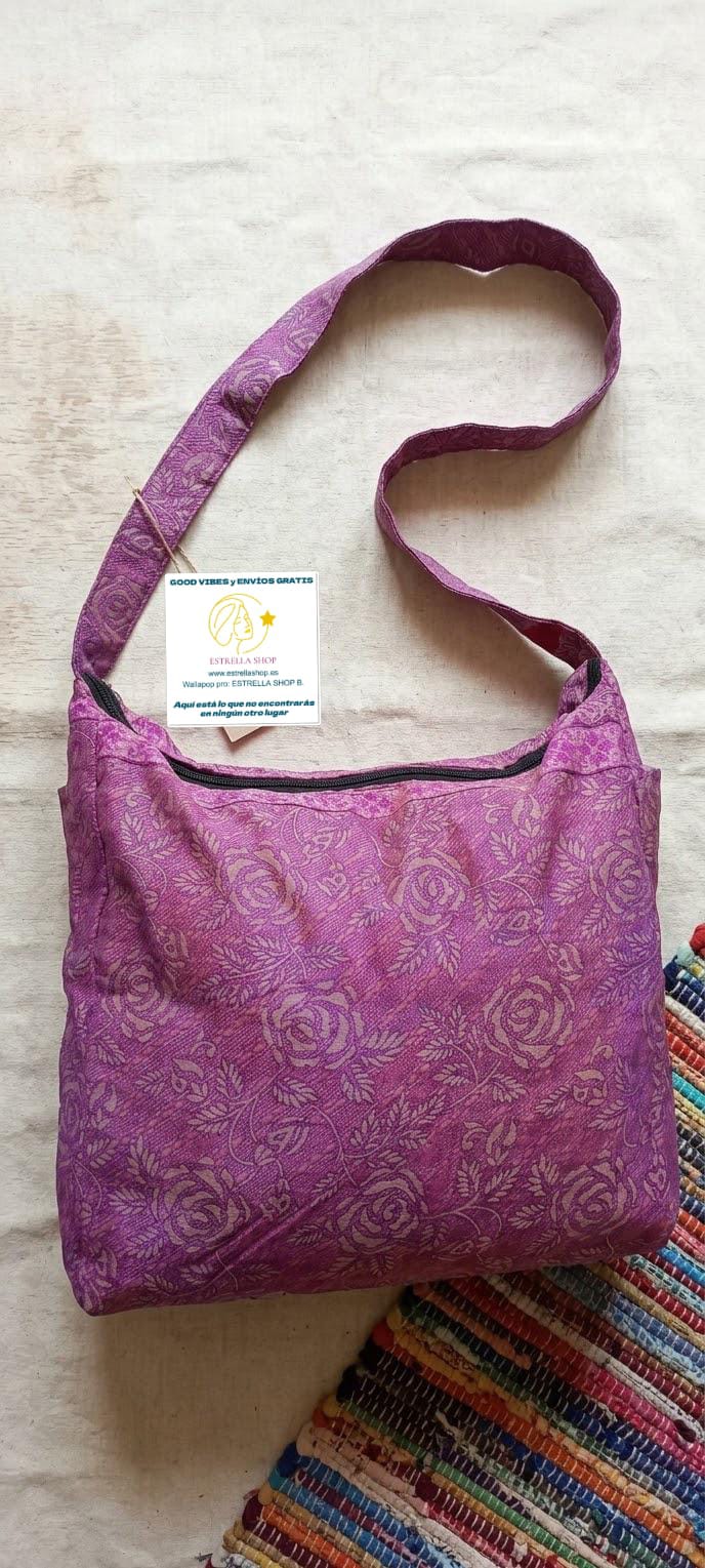 BOLSO SEDA FLOR DE VENUS CON CREMALLERA,AUTÉNTICA ARTESANÍA INDIA CON MÁGICOS COLORES.ENVÍO GRATIS SIN PEDIDO MÍNIMO