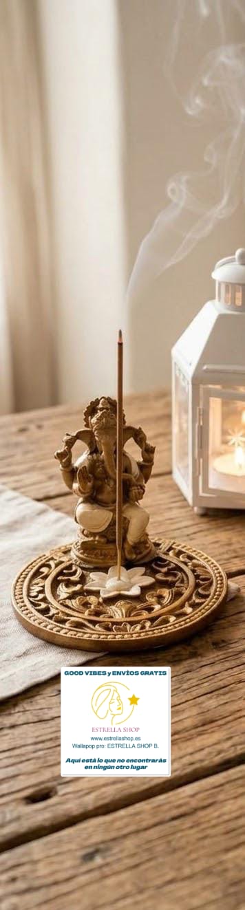 PORTAINCIENSOS Y FIGURA ESPIRITUAL A ELEGIR:BUDA O GANESHA.HECHA A MANO EN LA INDIA.ENVÍO GRATIS SIN PEDIDO MÍNIMO.