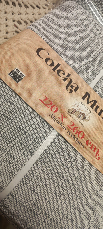 COLCHA PARA CAMA DOBLE, CUBRECAMA EN ALGODÓN RECICLADO.ENVÍO GRATIS SIN PEDIDO MÍNIMO.