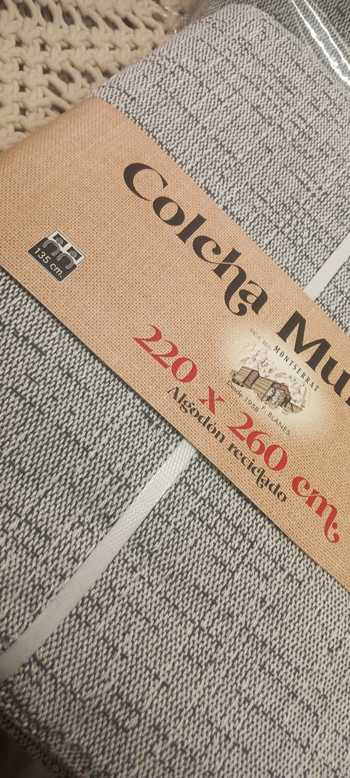 COLCHA PARA CAMA DOBLE, CUBRECAMA EN ALGODÓN RECICLADO.ENVÍO GRATIS SIN PEDIDO MÍNIMO.