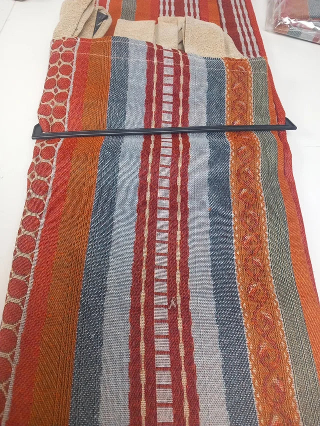 Cortinas Alpujarreñas de estilo rústico con un elegante diseño Jacquard.Envío Gratis. Con rojo y con naranja.