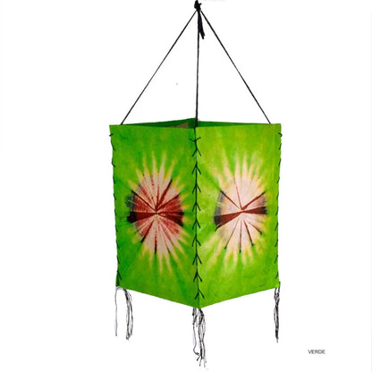 Lámpara de arroz manda verde y beig.Artesanía India a precio sin competencia.Envío Gratis.