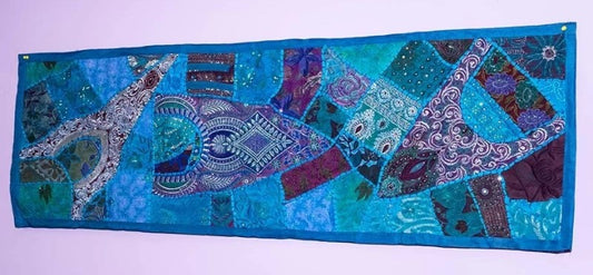 TAPIZ PATCHWORK 48X148cms ELABORADO ARTESANALMENTE EN INIDIA,ENVÍO GRATIS SIN PEDIDO MÍNIMO.